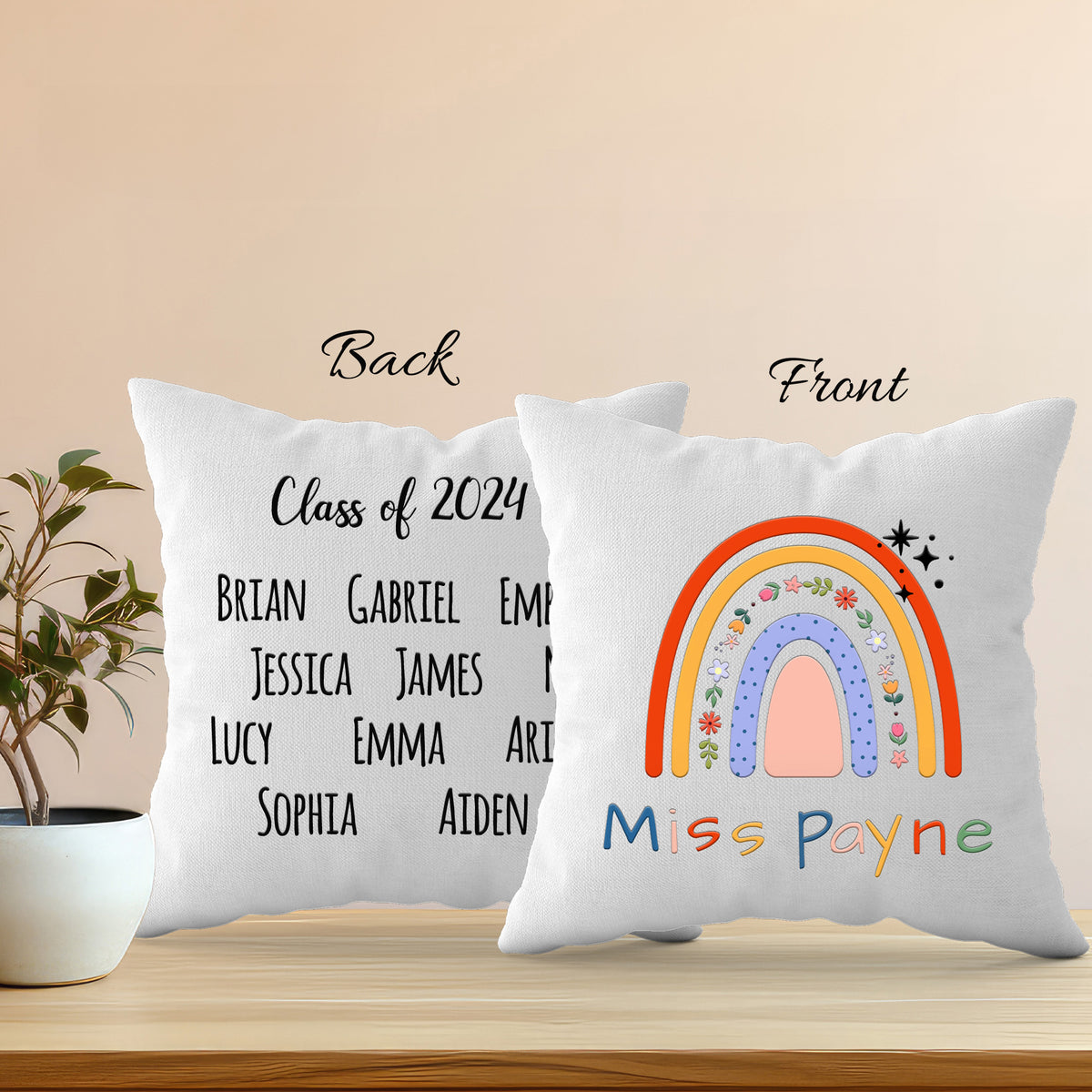 Customized Teacher Rainbow Pillow