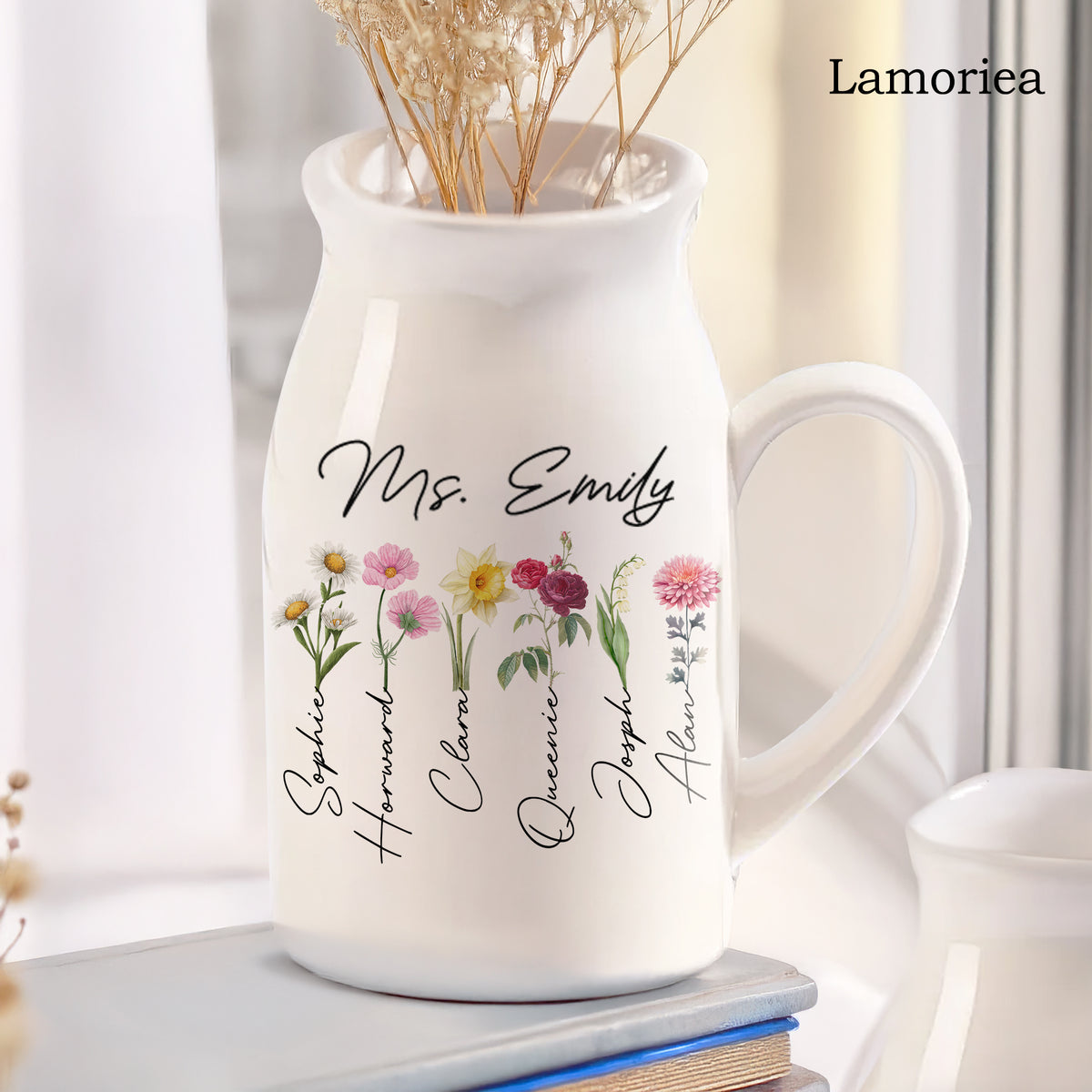Custom Flower Vase Ceramic, Birthflower Vase