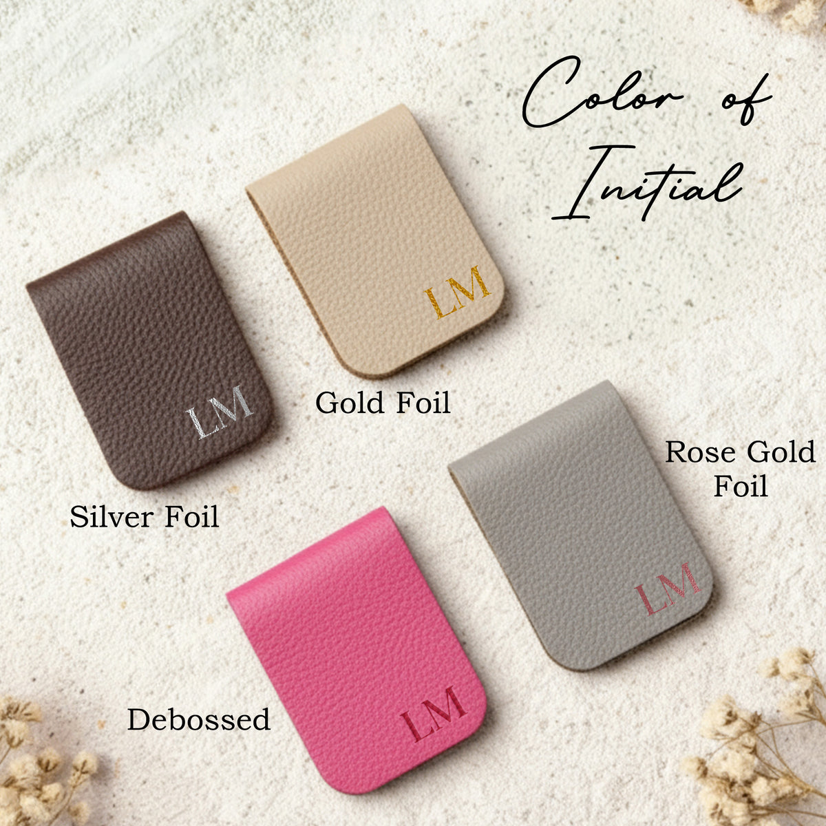 Custom Initial Bookmark, Personalized Leather Magnetic Bookmarks
