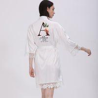 Personalized Initial Floral Bridesmaid Robe