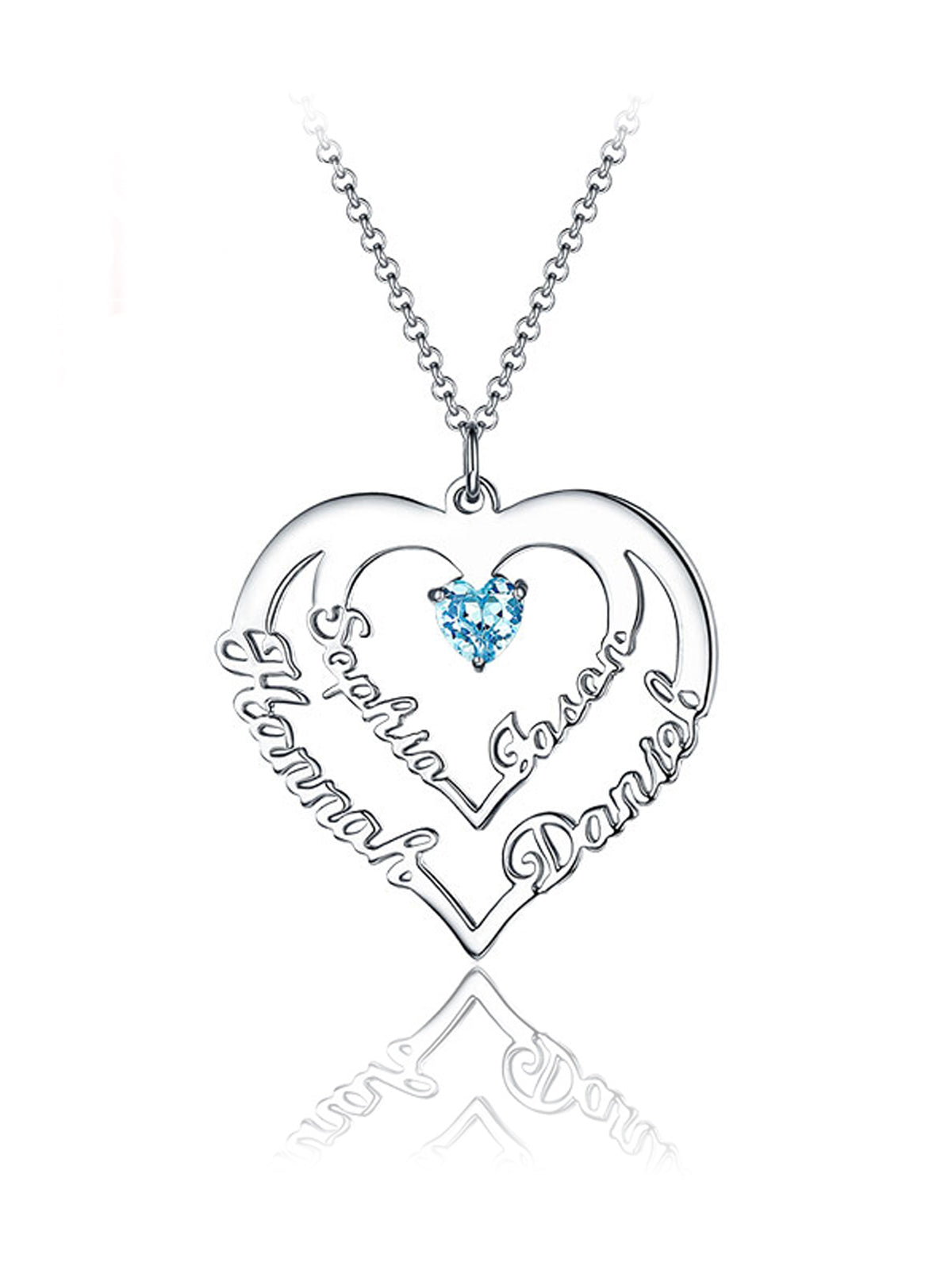 Heart Necklace 4 Name Silver S925