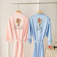 Floral Satin Wedding Robe