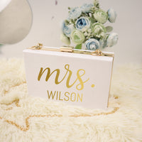 Personalized Acrylic Bridal Clutch for Mrs Bride