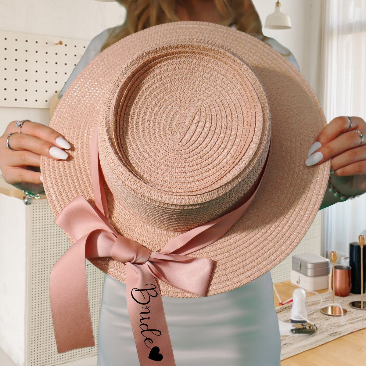 Personalized Floppy hats with ribbon