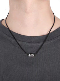 Gemini Name Engrave Necklace Unisex Black Chain