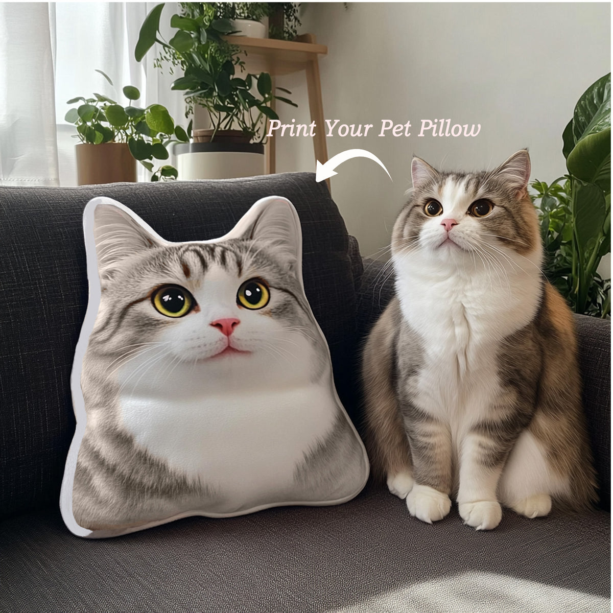 Personalized Pet Shaped Pillow, Pet Portrait Pillow