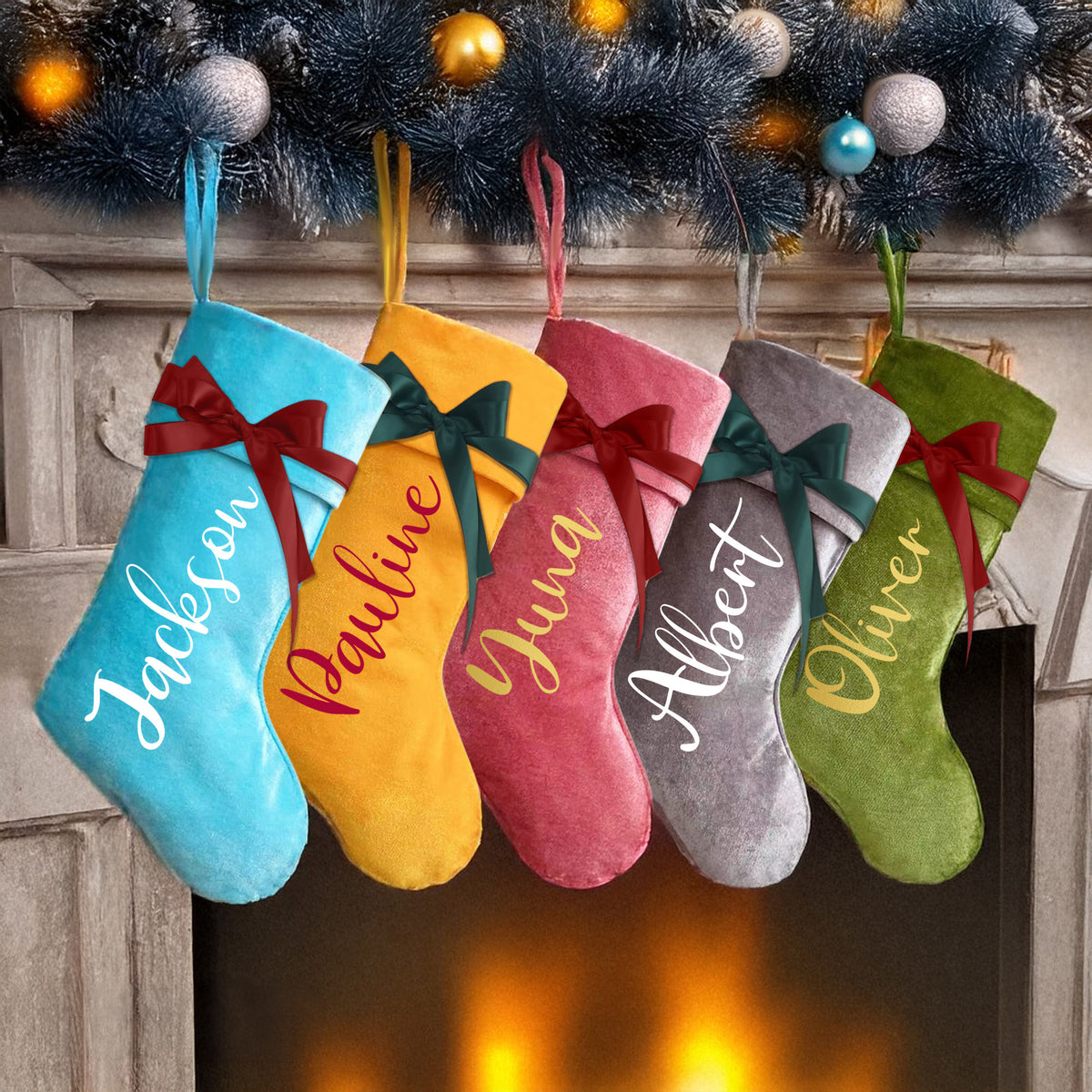 Custom Christmas Velvet Stocking with Name