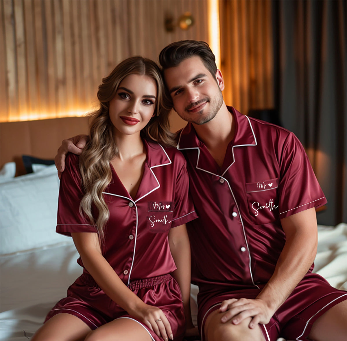 Custom Mr & Mrs satin pajamas