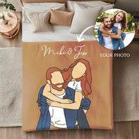 Custom Couple Photo Outline Blanket