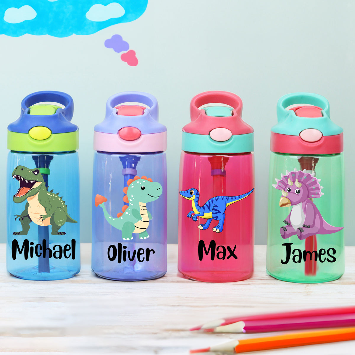 Custom Dinasour Kids Water Bottle