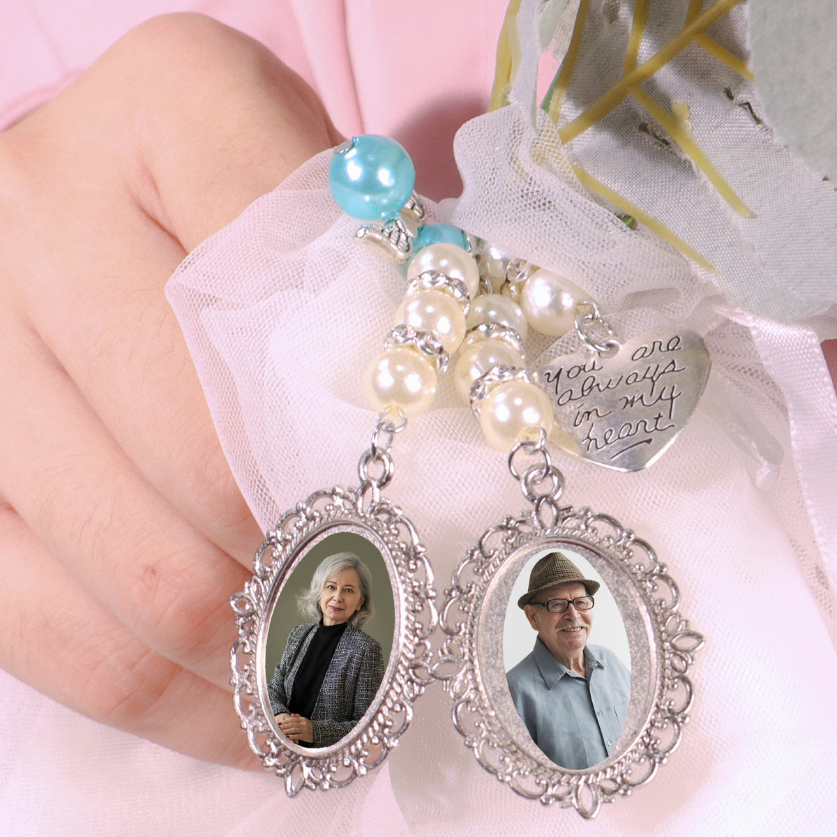 Personalized Memorial Photo Bouquet Charm