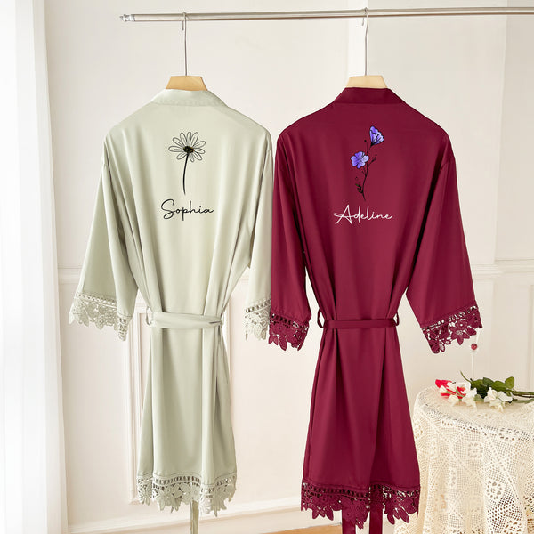 Personalised Birthflower Robes Bridesmaid Gifts