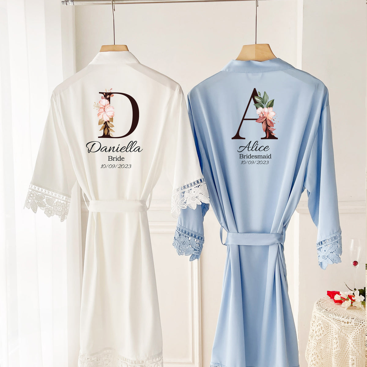 Personalized Initial Floral Bridesmaid Robe