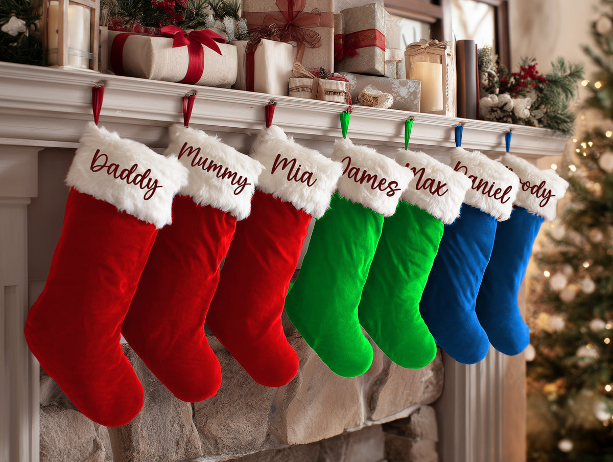 Embroidered Family Christmas Stockings, Christmas Tree Decoration
