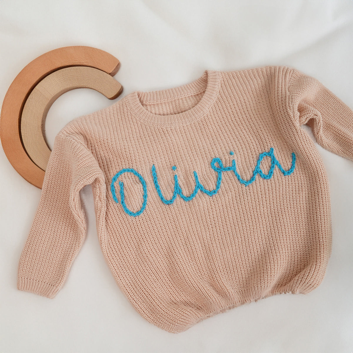 Personalized Baby Jumper with Hand-Embroidered Name Monogram