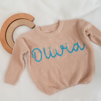 Personalized Baby Jumper with Hand-Embroidered Name Monogram