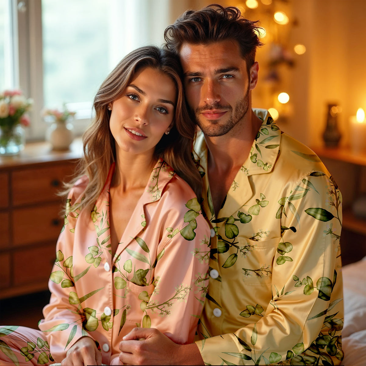 Custom Floral Pajamas Set, Bridal Party Pyjamas