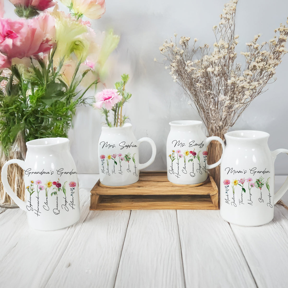 Custom Flower Vase Ceramic, Birthflower Vase