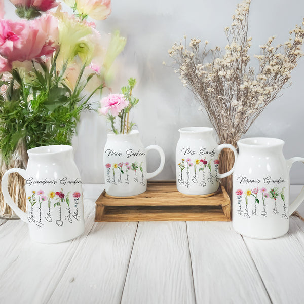 Custom Flower Vase Ceramic, Birthflower Vase