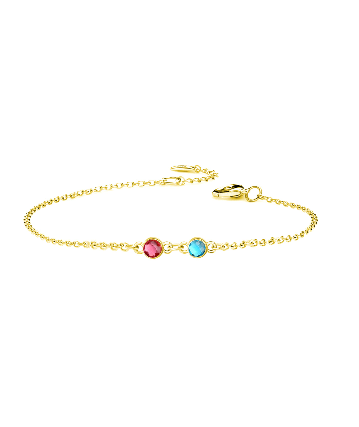 Personalized Bracelet with Two Birthstone Sterling Silver