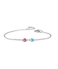 Personalized Bracelet with Two Birthstone Sterling Silver