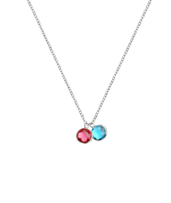 Personalized Double Birthstone Necklace Sterling Silver