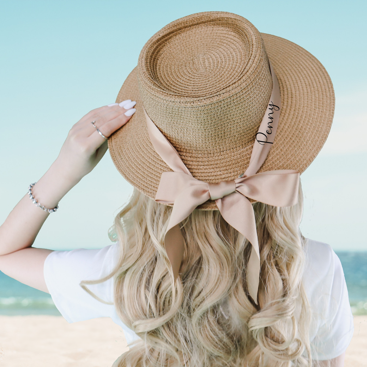 Personalized Floppy hats with ribbon