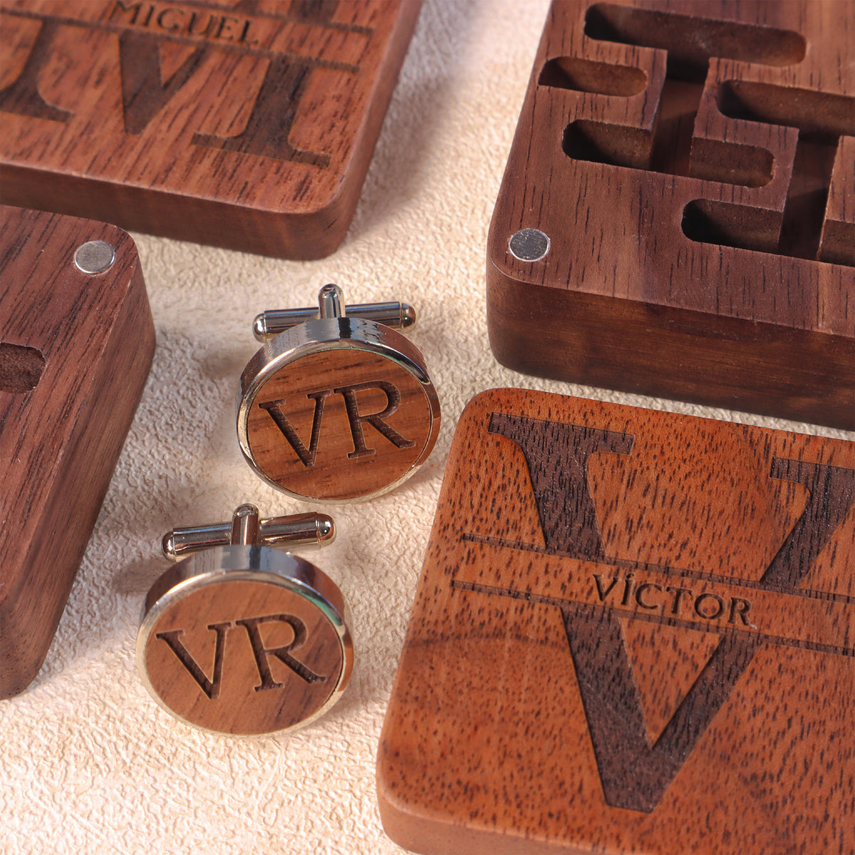 Personalised Wood Wedding Role Cufflinks