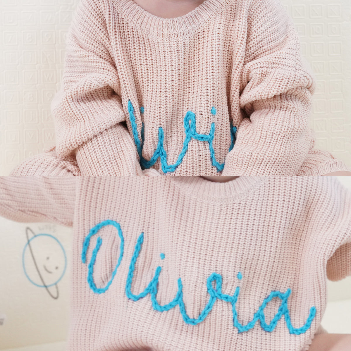 Personalized Baby Jumper with Hand-Embroidered Name Monogram