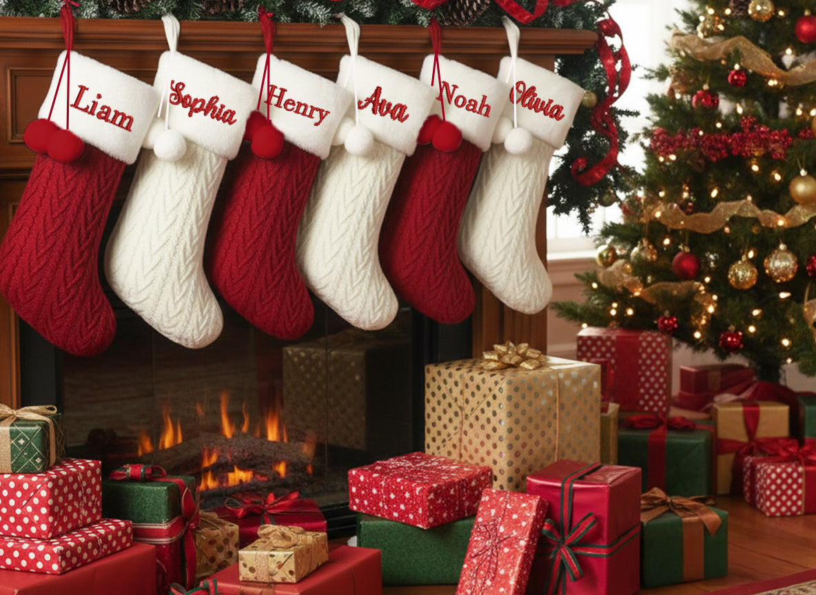 Personalized Stockings with Name, Family Matching Christmas Stockings