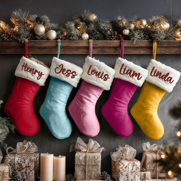 Embroidered Family Christmas Stockings, Christmas Tree Decoration
