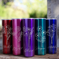 Personalised 20oz Floral Skinny Tumblers