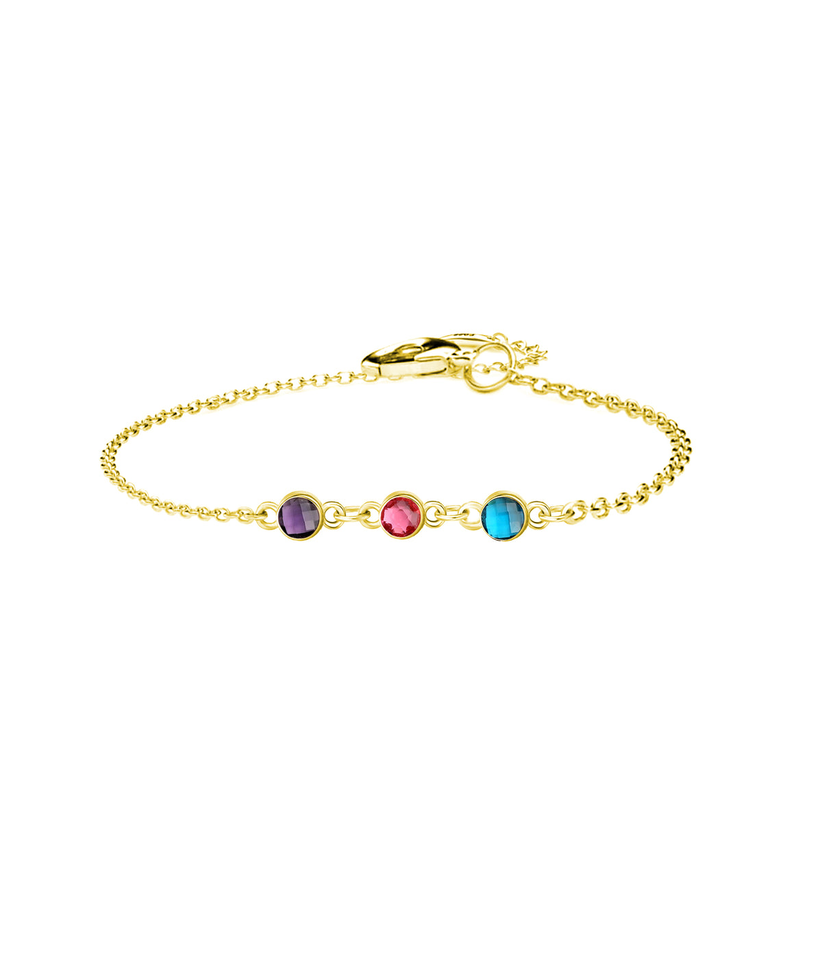 Personalized Bracelet with Three Birthstone Sterling Silver