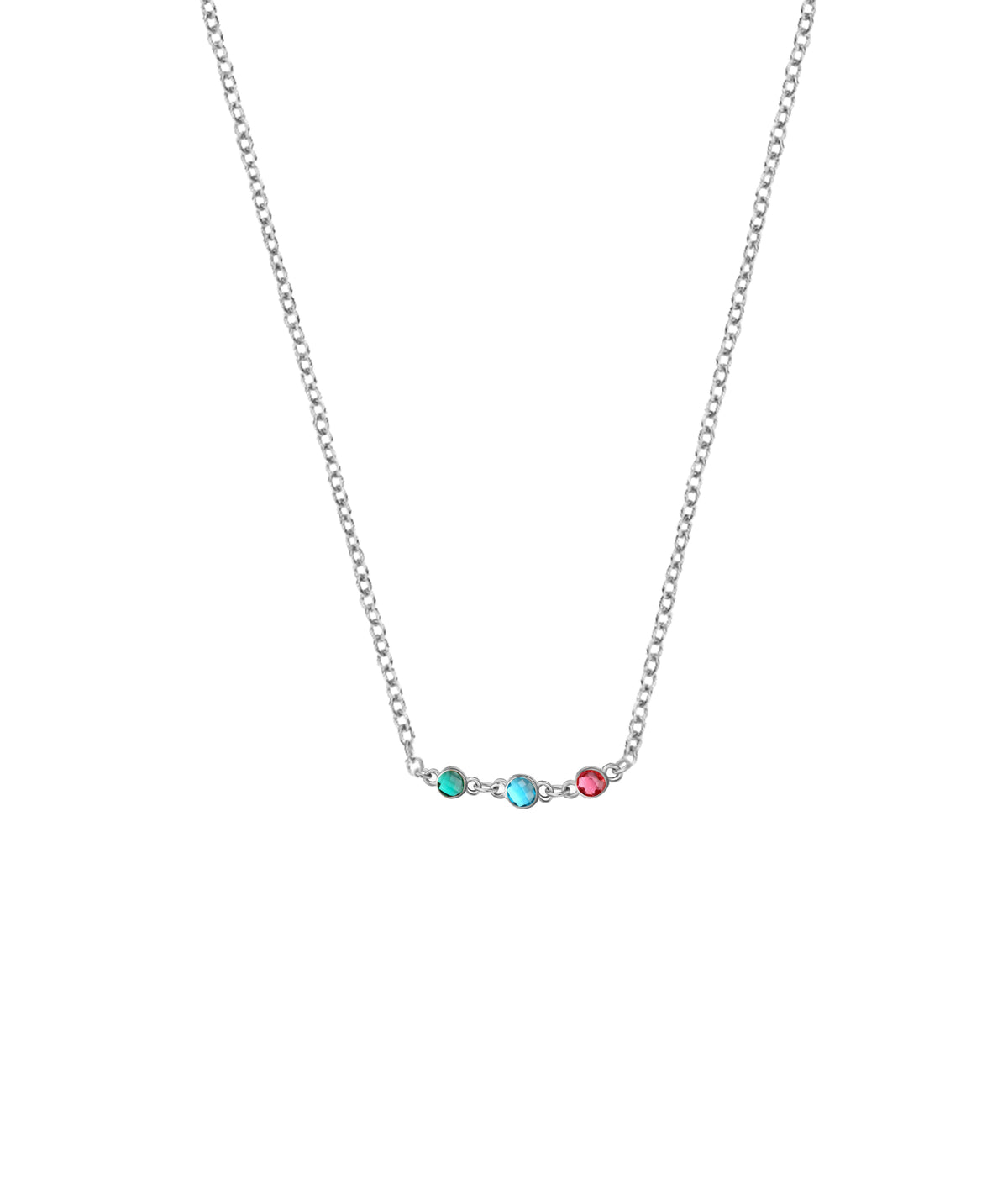 Personalized Triple Birthstone Necklace Sterling Silver