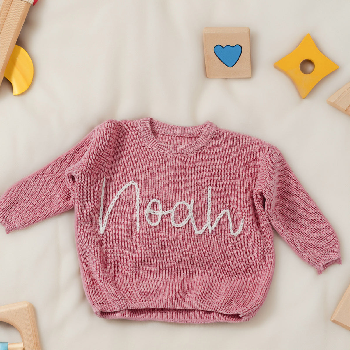 Personalized Baby Sweater with Hand-Embroidered Name Monogram