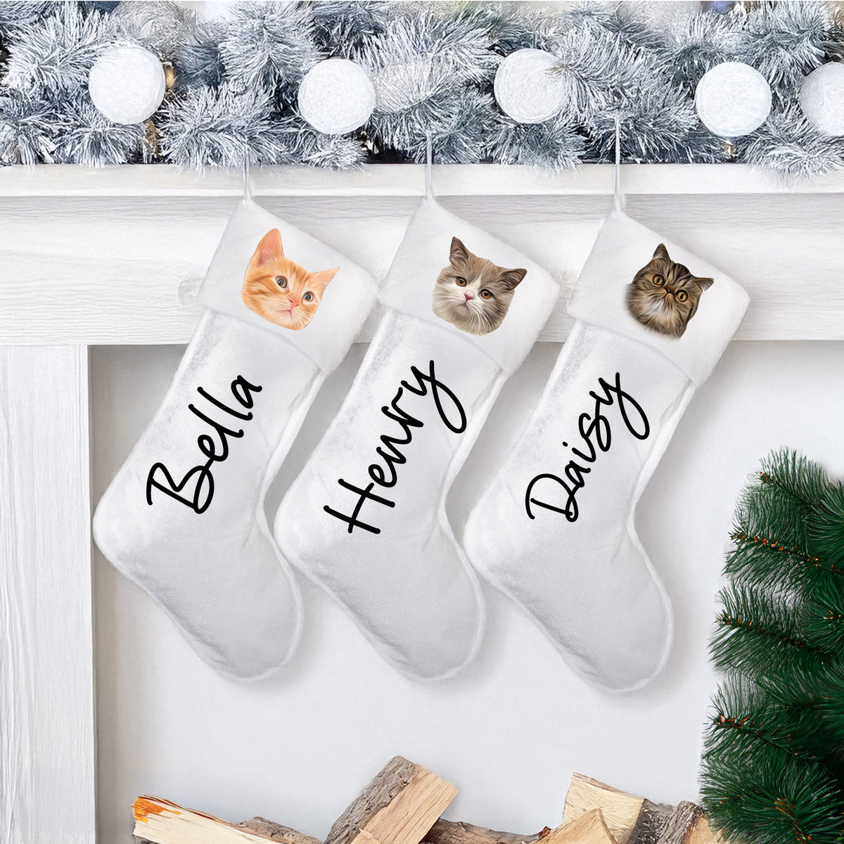 Customized Cat Christmas Velvet Stockings