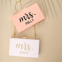 Personalized Acrylic Bridal Clutch for Mrs Bride