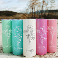 Personalised 20oz Floral Skinny Tumblers