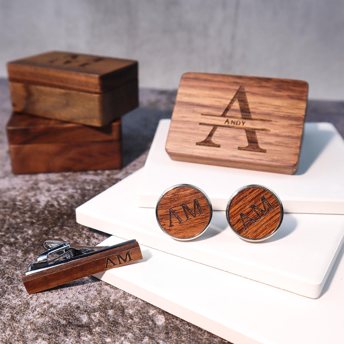 Personalised Wood Wedding Role Cufflinks