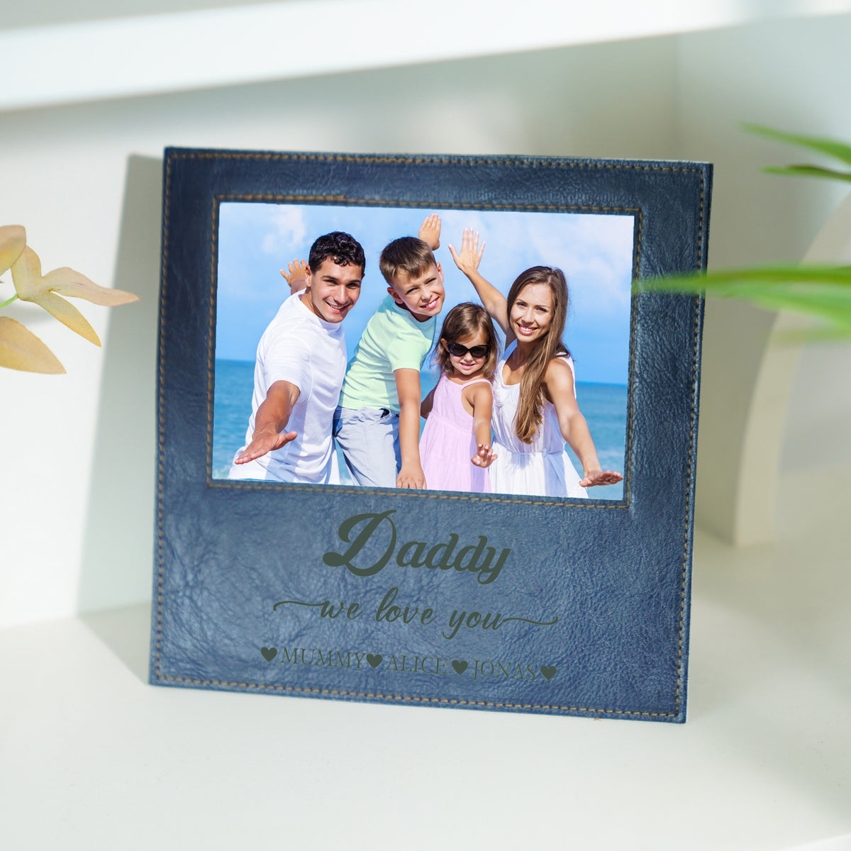 Personalised Father's Day Leather Photo Frame