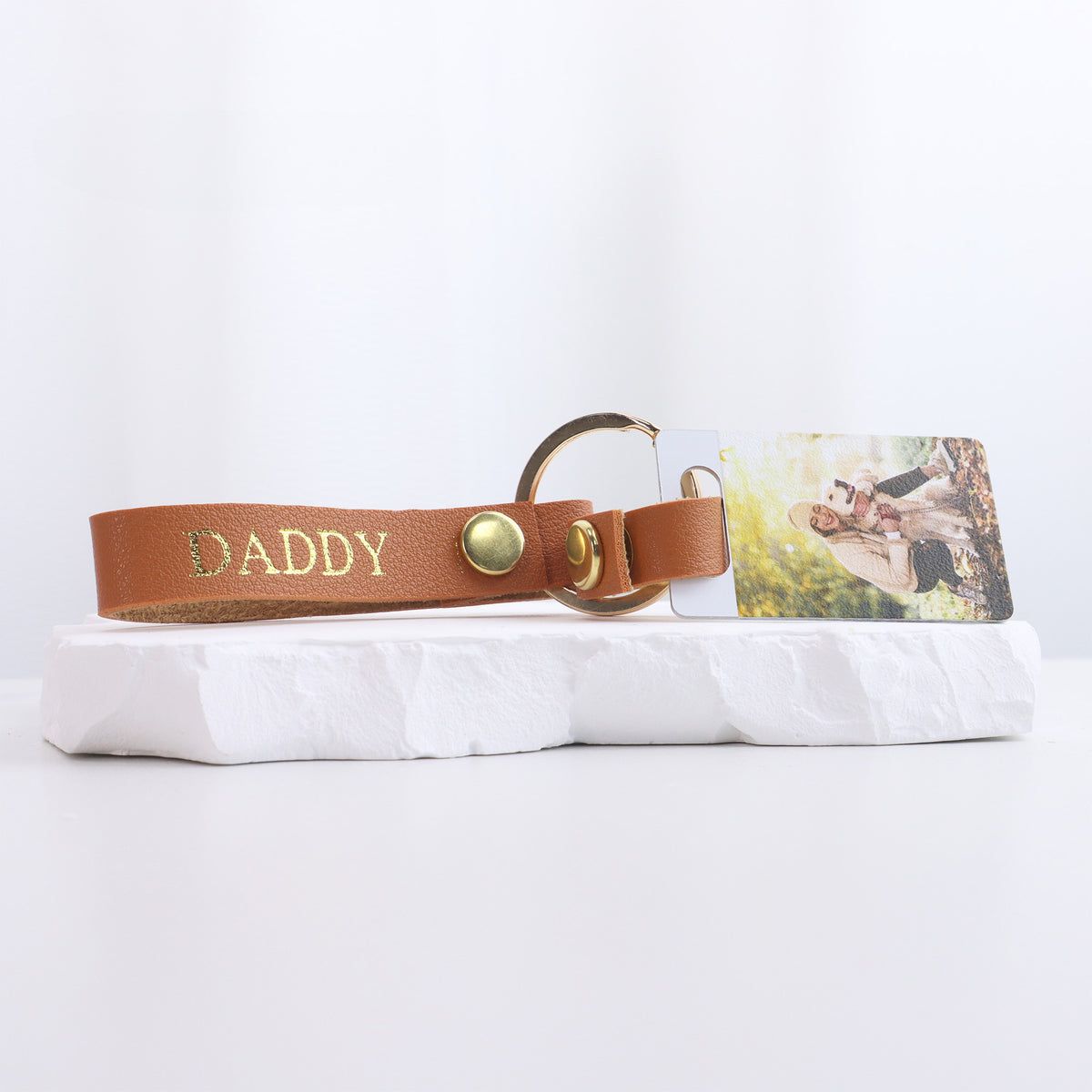 Personalized PU Leather Photo Keychain