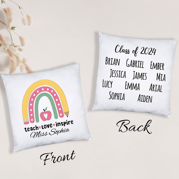 Customized Teacher Rainbow Pillow