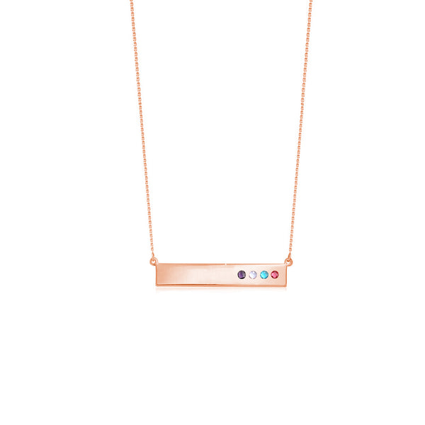 Personalized Bar Necklace with 4 Birthstone Sterling Silver