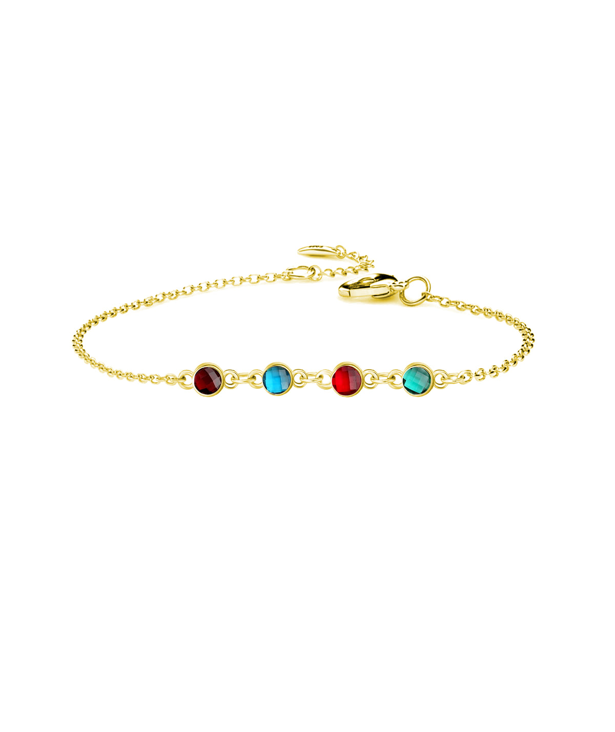 Personalized Bracelet with Four Birthstone Sterling Silver