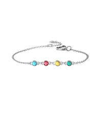 Personalized Bracelet with Four Birthstone Sterling Silver