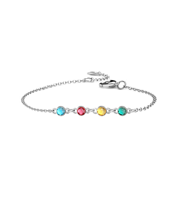 Personalized Bracelet with Four Birthstone Sterling Silver