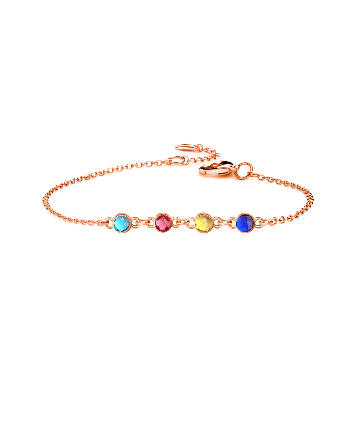 Personalized Bracelet with Four Birthstone Sterling Silver