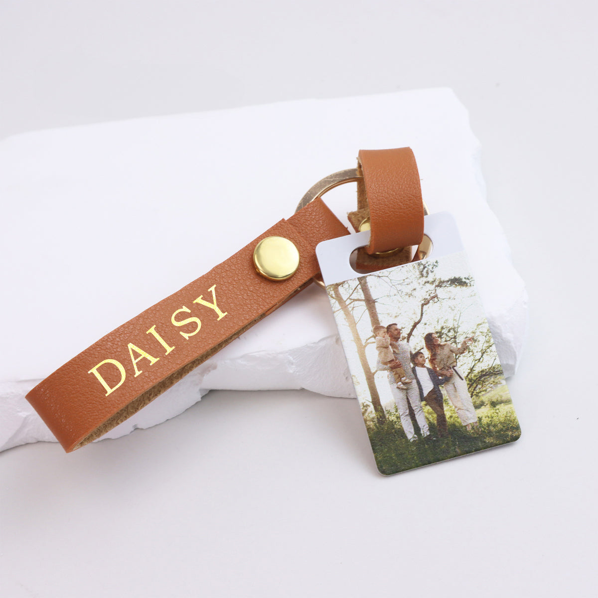 Personalized PU Leather Photo Keychain