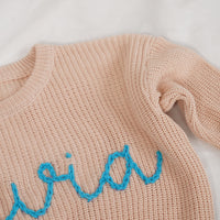 Personalized Baby Jumper with Hand-Embroidered Name Monogram