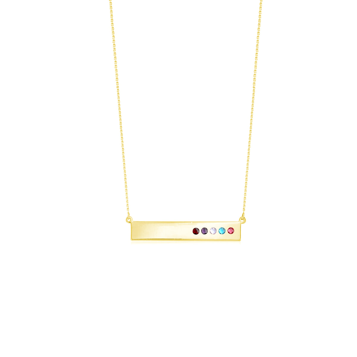 Personalized Bar Necklace with 5 Birthstone Sterling Silver